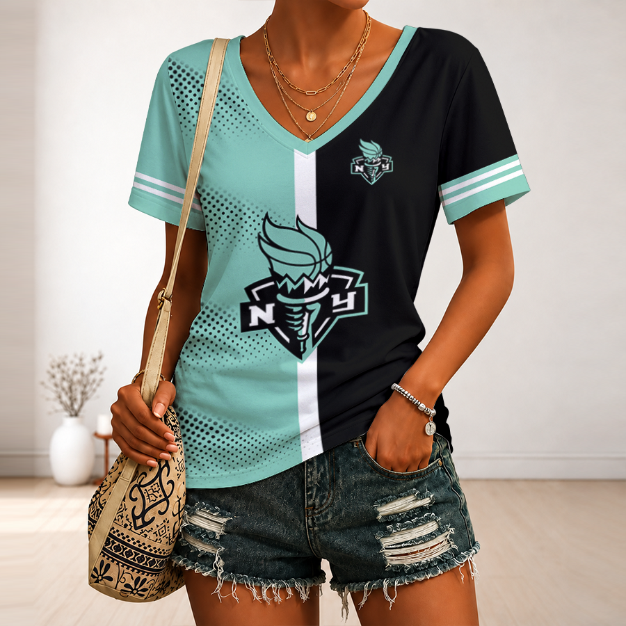 Limited Edition – Customized WNBA New York Liberty V-Neck Female Shirt