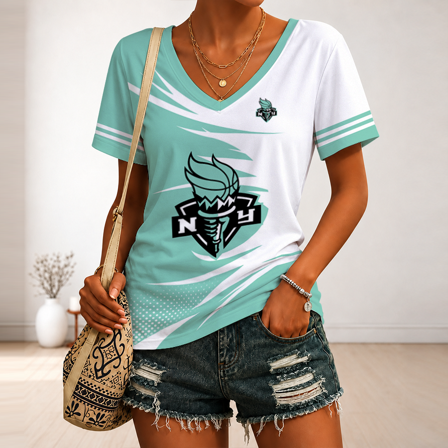 Limited Edition – Customized WNBA New York Liberty V-Neck Female Shirt