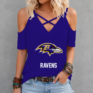 Limited Edition – Customized NFL Baltimore Ravens Criss Cross V-Neck Top