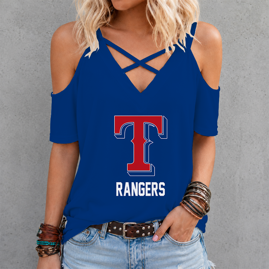 Limited Edition – Customized MLB Texas Rangers Criss Cross V-Neck Top