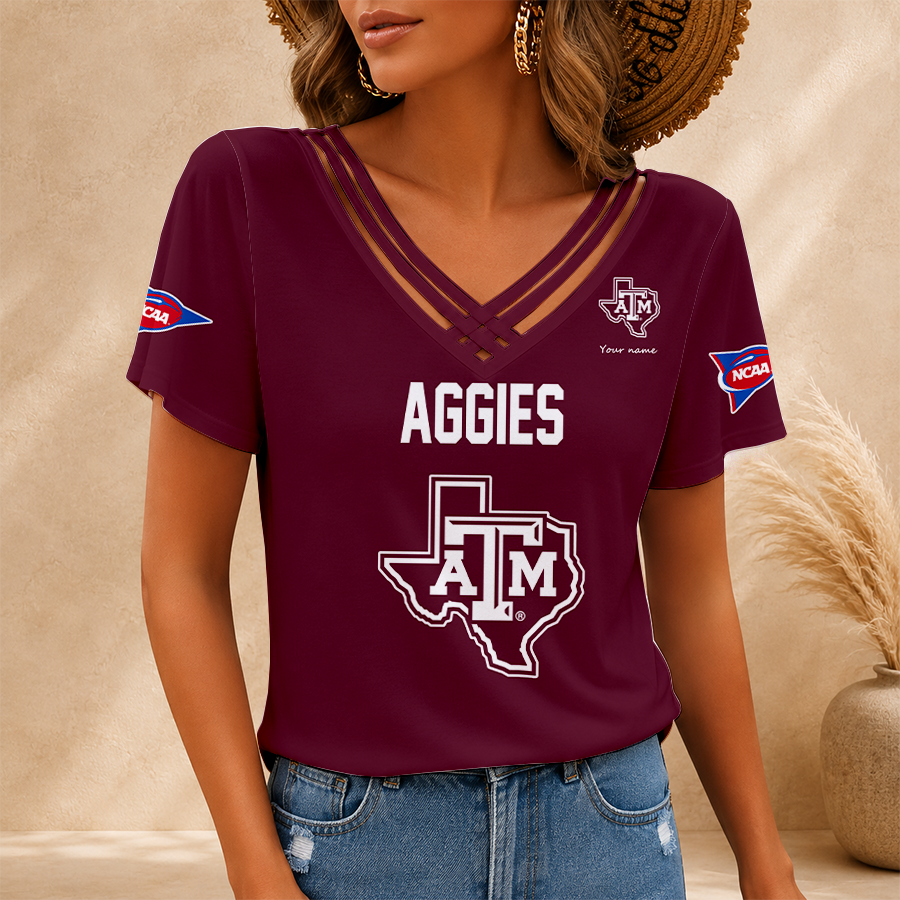 Limited Edition – Customized NCAA Texas A&M Aggies V-Neck Shirt