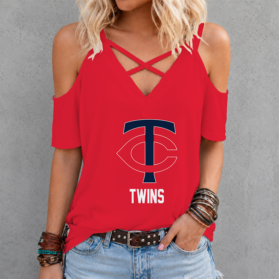 Limited Edition – Customized MLB Minnesota Twins Criss Cross V-Neck Top
