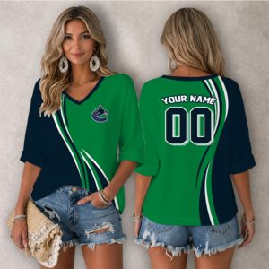 Limited Edition – Customized NHL Vancouver Canucks Women’s Heart V-Neck Long Sleeve Shirt