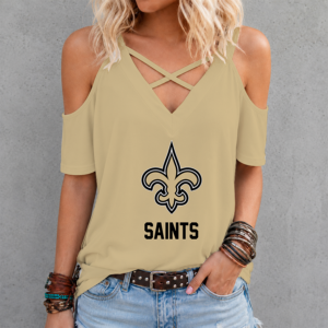 Limited Edition – Customized NFL New Orleans Saints Criss Cross V-Neck Top