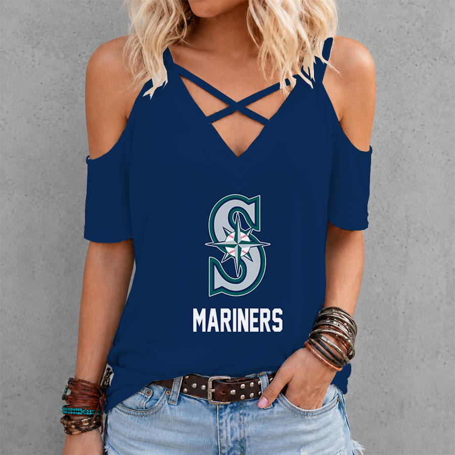 Limited Edition – Customized MLB Seattle Marinerscriss Cross V-Neck Top