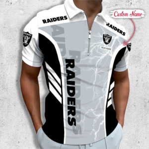 Limited Edition – Customized NFL Las Vegas Raiders Zip Polo Shirt