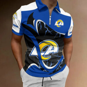 Limited Edition – Customized NFL Los Angeles Rams Zip Polo Shirt