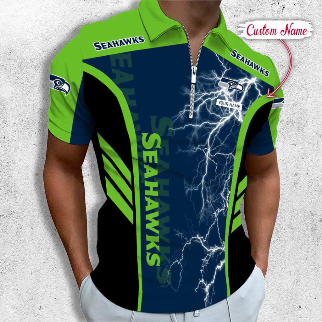 Limited Edition – Customized NFL Seattle Seahawks Zip Polo Shirt