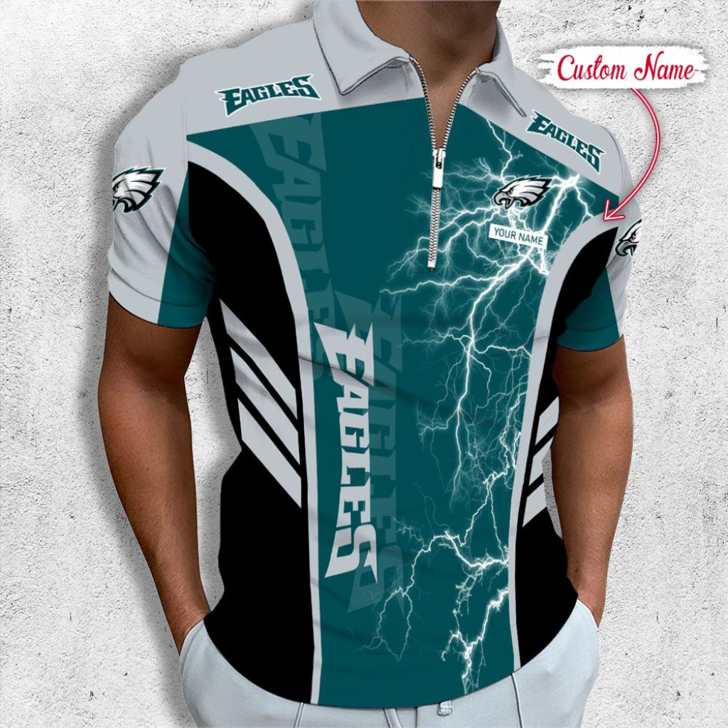 Limited Edition – Customized NFL Philadelphia Eagles Zip Polo Shirt
