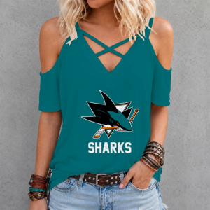 Limited Edition – Customized NHL San Jose Sharks Criss Cross V-Neck Top