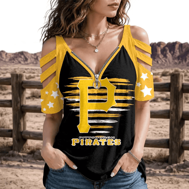 Limited Edition – Customized MLB Pittsburgh Pirates Strappy Cold-Shoulder Top