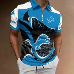 Limited Edition – Customized NFL Detroit Lions Zip Polo Shirt
