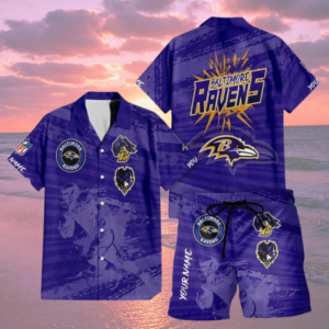Limited Edition – Customized NFL Baltimore Ravens Unisex Hawaiian Shirt & Shorts Set