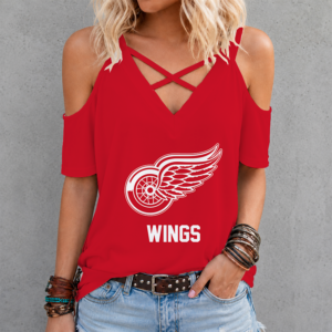 Limited Edition – Customized NHL Detroit Red Wings Criss Cross V-Neck Top