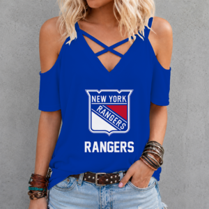 Limited Edition – Customized NHL New York Rangers Criss Cross V-Neck Top