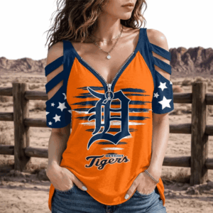 Limited Edition – Customized MLB Detroit Tigers Strappy Cold-Shoulder Top