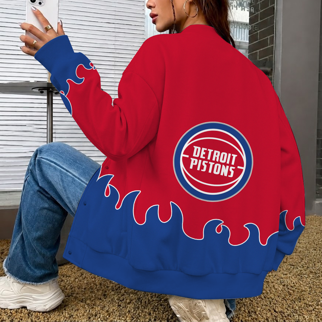 Limited Edition – Customized NBA Detroit Pistons Baseball Jacket - Image 2