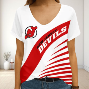 Limited Edition – Customized NHL New Jersey Devils V-Neck Female Shirt