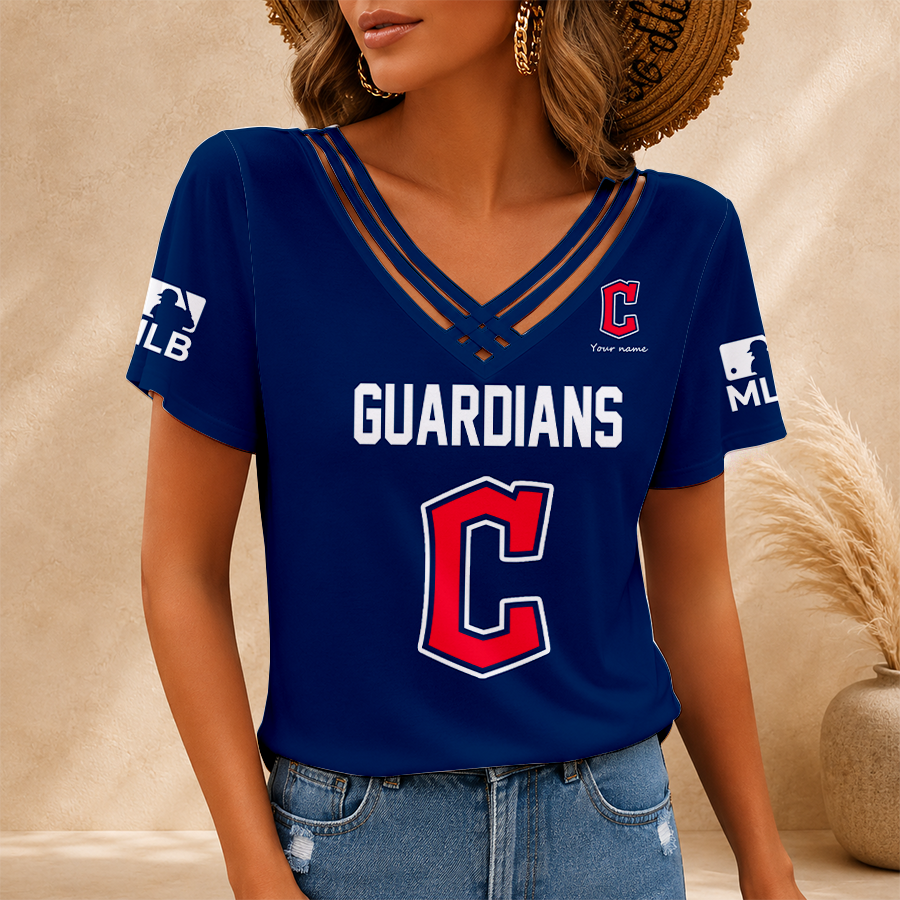 Limited Edition – Customized MLB Cleveland Guardians V-Neck Shirt