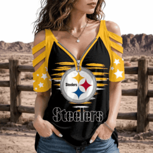 Limited Edition – Customized NFL Pittsburgh Steelers Strappy Cold-Shoulder Top