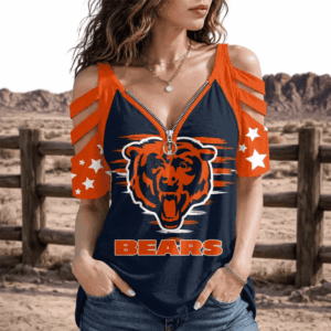 Limited Edition – Customized NFL Chicago Bears Strappy Cold-Shoulder Top