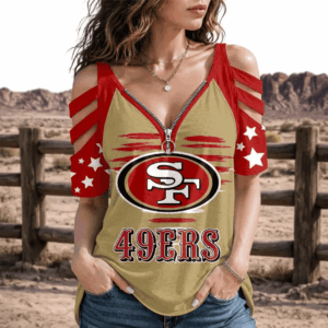 Limited Edition – Customized NFL San Francisco 49Ers Strappy Cold-Shoulder Top