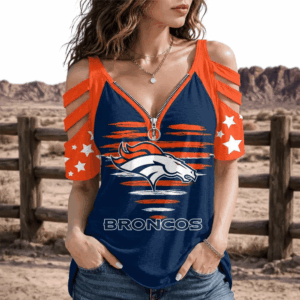Limited Edition – Customized NFL Denver Broncos Strappy Cold-Shoulder Top