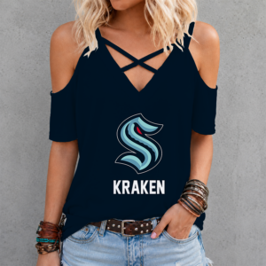 Limited Edition – Customized NHL Seattle Kraken Criss Cross V-Neck Top