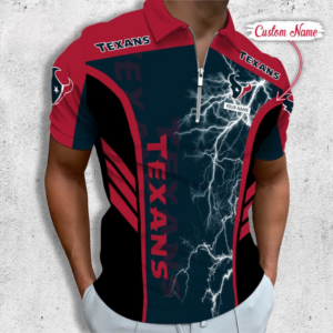 Limited Edition – Customized NFL Houston Texans Zip Polo Shirt