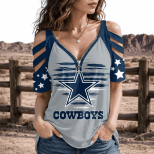 Limited Edition – Customized NFL Dallas Cowboys Strappy Cold-Shoulder Top