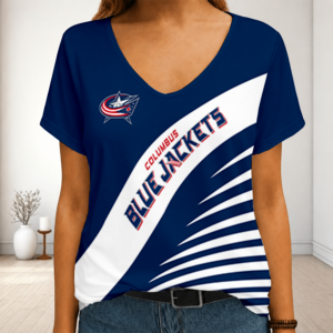 Limited Edition – Customized NHL Columbus Blue Jackets V-Neck Female Shirt