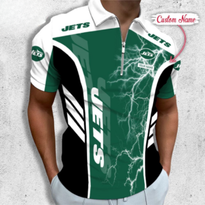 Limited Edition – Customized NFL Nyj New York Jets Zip Polo Shirt