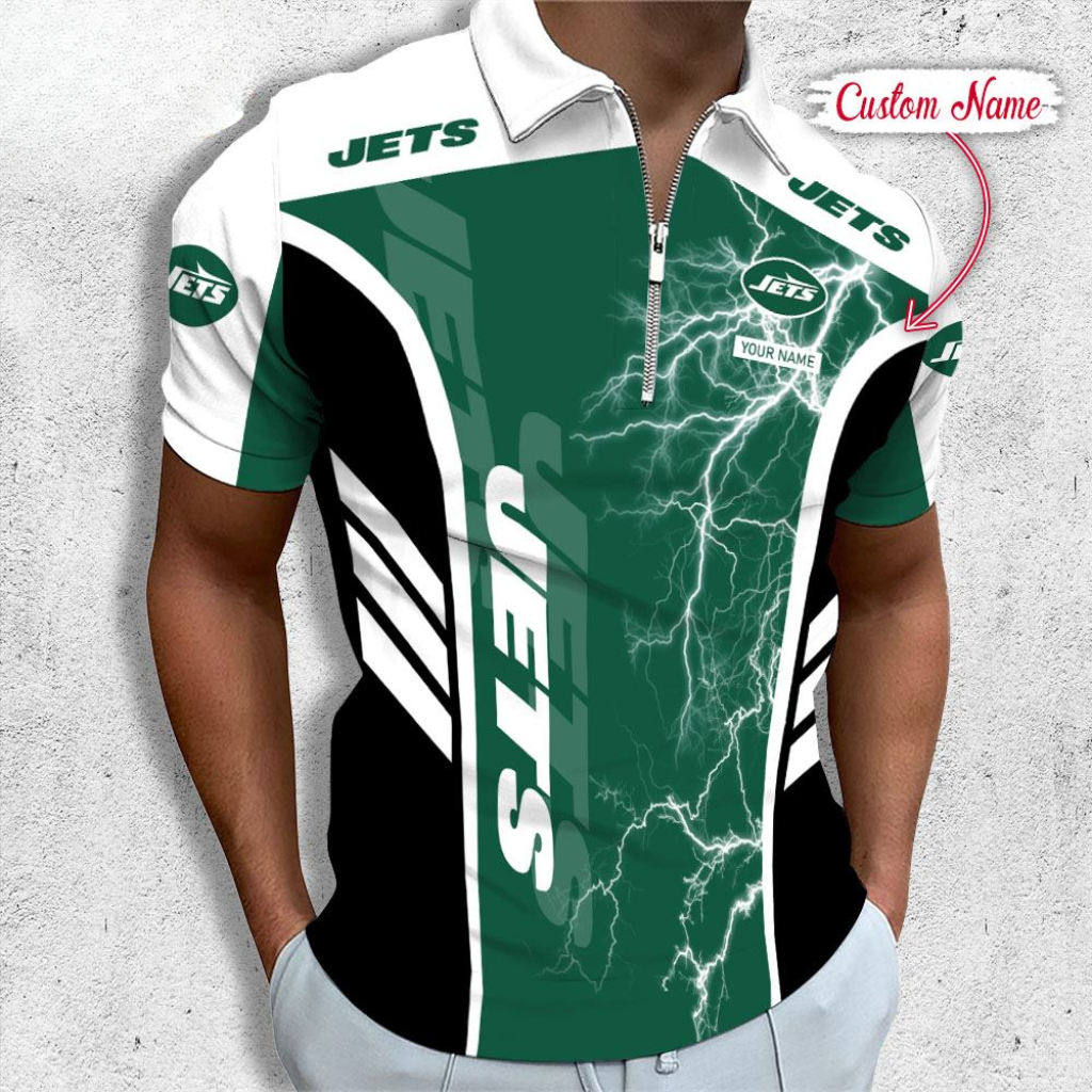 Limited Edition – Customized NFL Nyj New York Jets Zip Polo Shirt