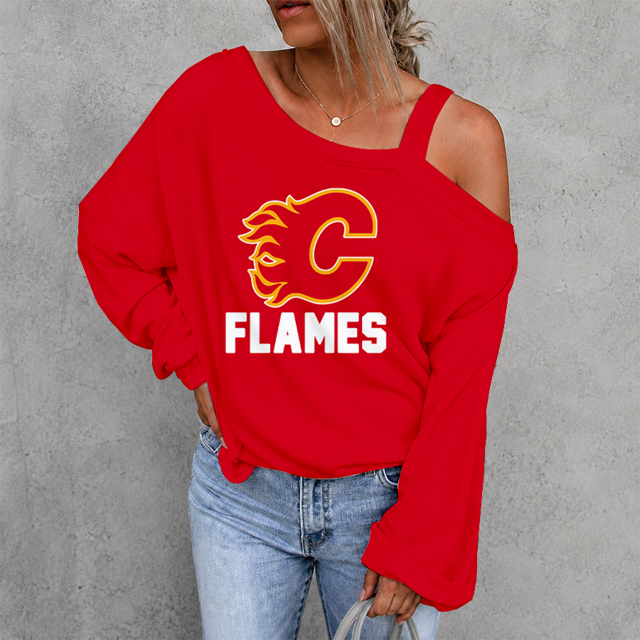 Limited Edition – Customized Drop NHL Calgary Flames Shoulder Sweatshirt