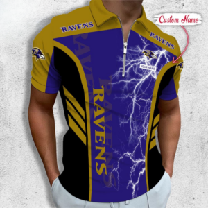 Limited Edition – Customized NFL Baltimore Ravens Zip Polo Shirt