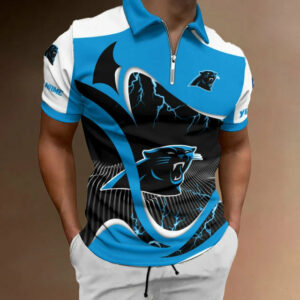 Limited Edition – Customized NFL Carolina Panthers Zip Polo Shirt