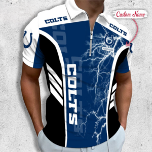 Limited Edition – Customized NFL Indianapolis Colts Zip Polo Shirt