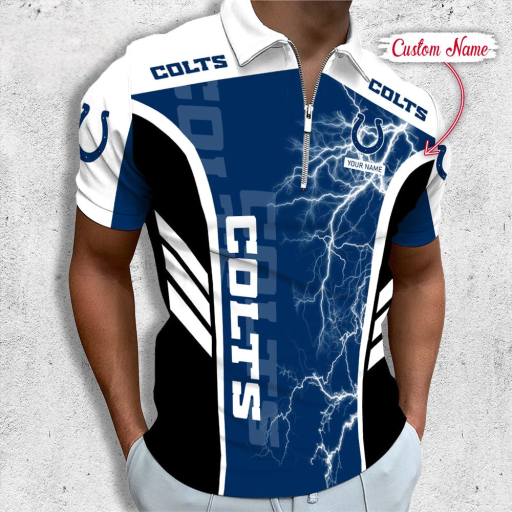 Limited Edition – Customized NFL Indianapolis Colts Zip Polo Shirt