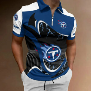 Limited Edition – Customized NFL Tennessee Titans Zip Polo Shirt
