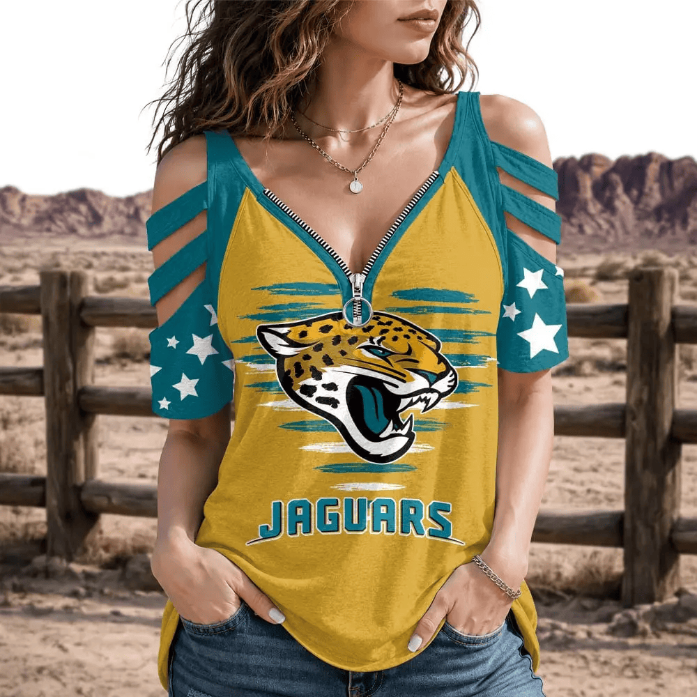 Limited Edition – Customized NFL Jacksonville Jaguars Strappy Cold-Shoulder Top