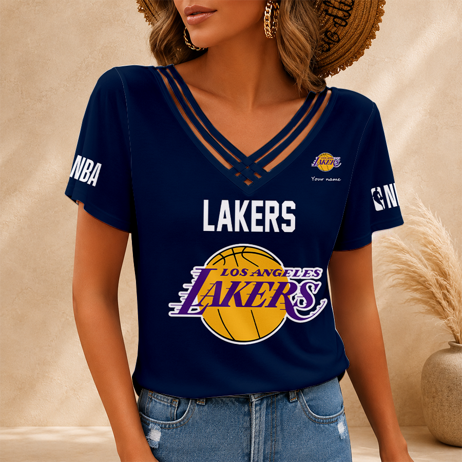 Limited Edition – Customized NBA Los Angeles Lakers V-Neck Shirt