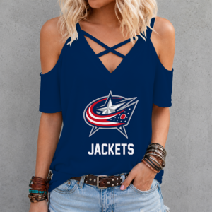 Limited Edition – Customized NHL Columbus Blue Jackets Criss Cross V-Neck Top
