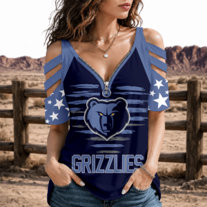 Limited Edition – Customized NBA Memphis Grizzlies Strappy Cold-Shoulder Top