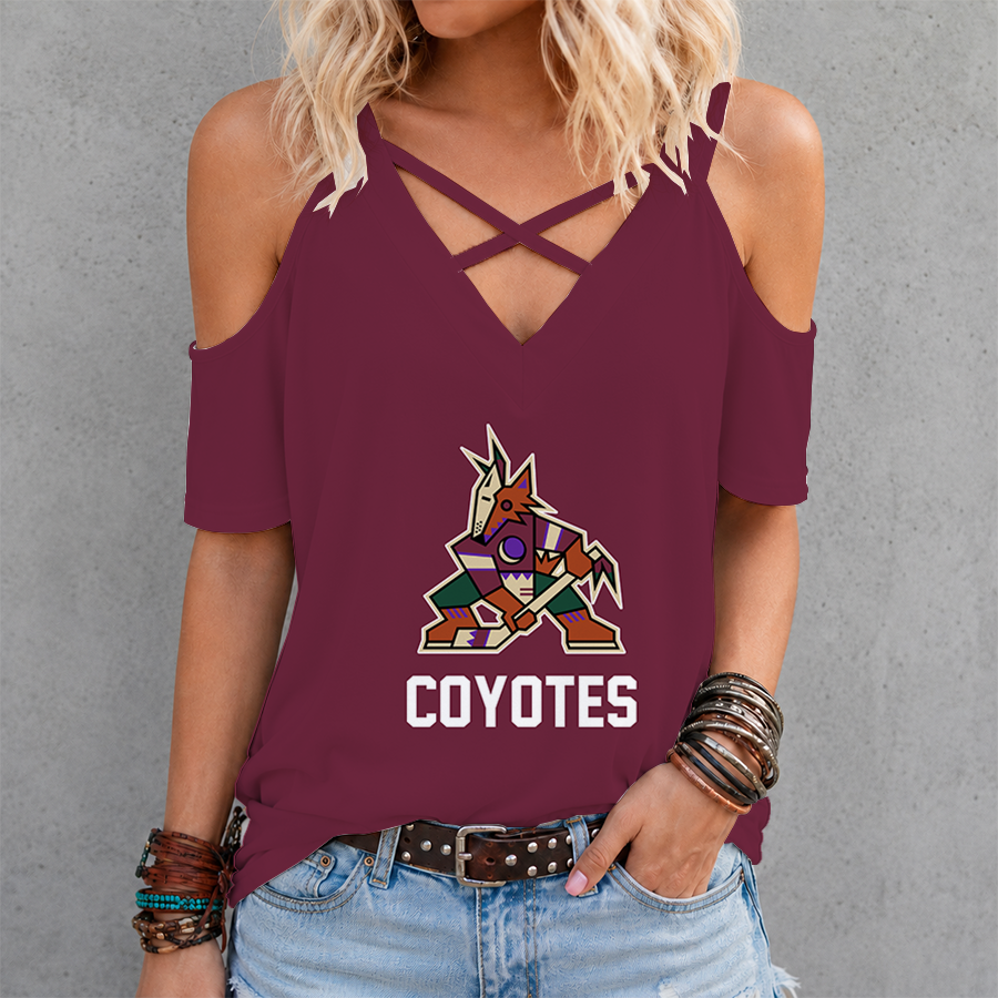 Limited Edition – Customized NHL Arizona Coyotes Criss Cross V-Neck Top