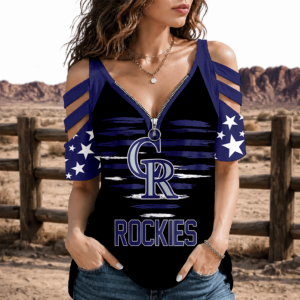 Limited Edition – Customized MLB Colorado Rockies Strappy Cold-Shoulder Top