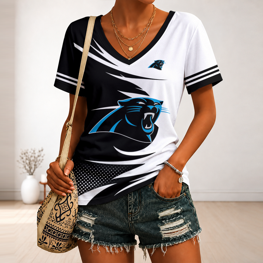 Limited Edition – Customized NFL Carolina Panthers V-Neck Female Shirt