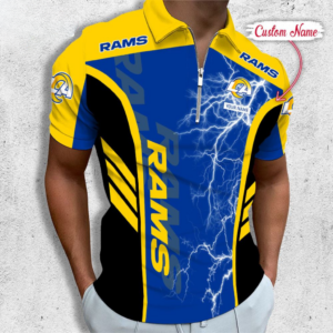 Limited Edition – Customized NFL Los Angeles Rams Zip Polo Shirt