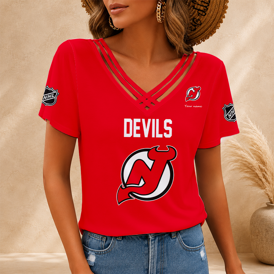 Limited Edition – Customized NHL New Jersey Devils V-Neck Shirt