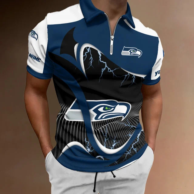 Limited Edition – Customized NFL Seattle Seahawks Zip Polo Shirt