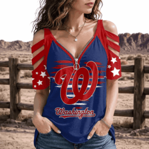 Limited Edition – Customized MLB Washington Nationals Strappy Cold-Shoulder Top